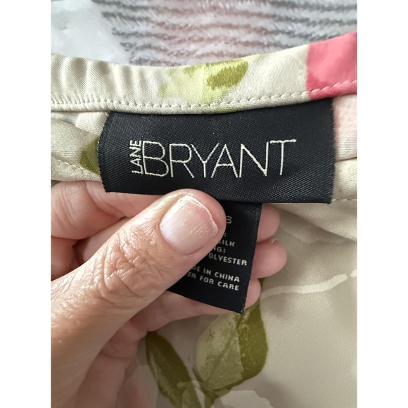 Lane Bryant Silk Skirt Top Set Womens 2X Beige Pink Floral Lace 2 Piece Outfit - Picture 14 of 16